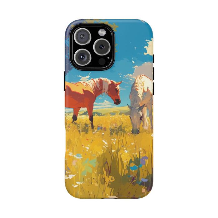 Paarden Grazend in Zonnig Veld