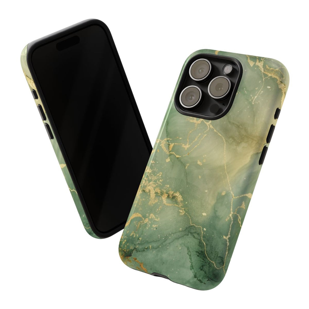 Groene en Gouden Marmer Abstract