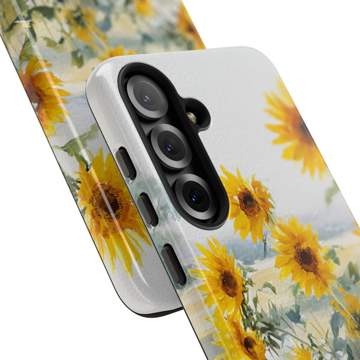 Gele Zonnebloemen in Pastelkleurig Landschap