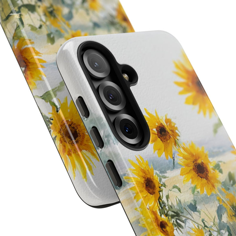 Gele Zonnebloemen in Pastelkleurig Landschap