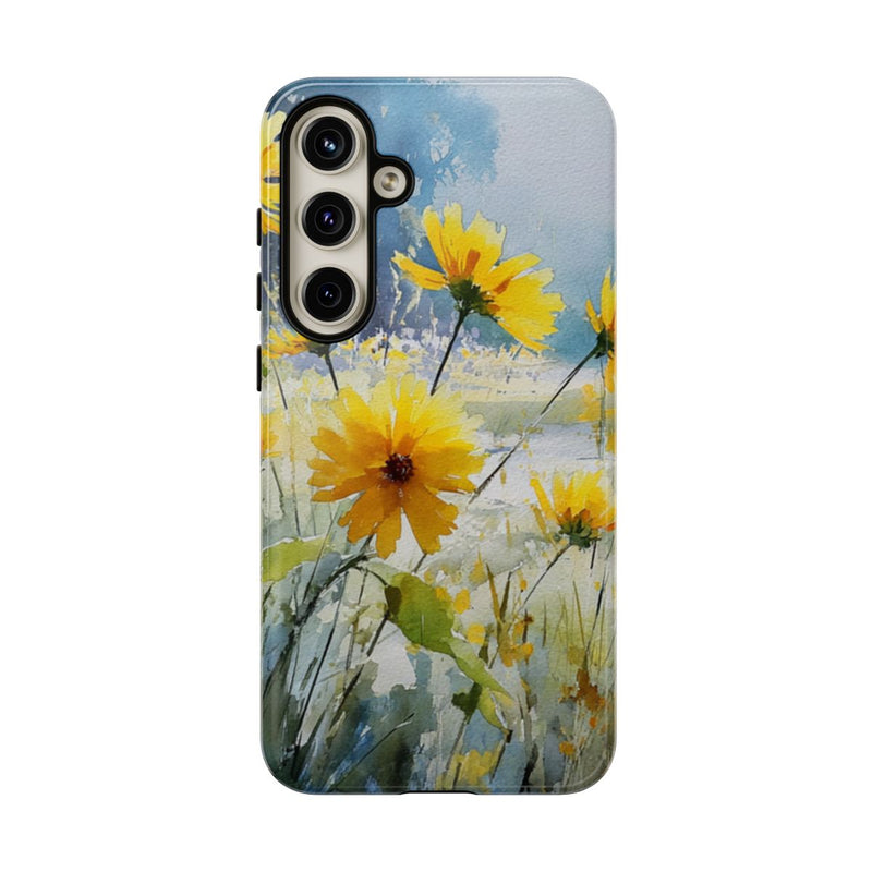 Gele Zonnebloemen in Pastelkleurig Landschap