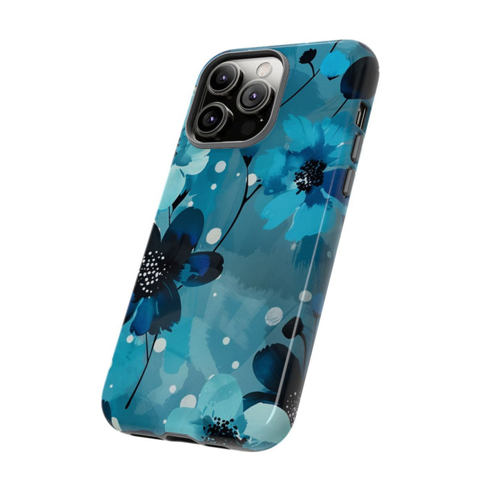 Blauw Bloemenpatroon met Stippen