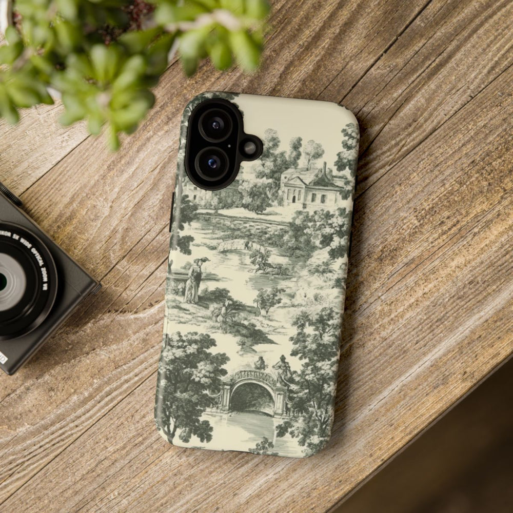 Landelijk Toile-Patroon met Bomen en Figuren