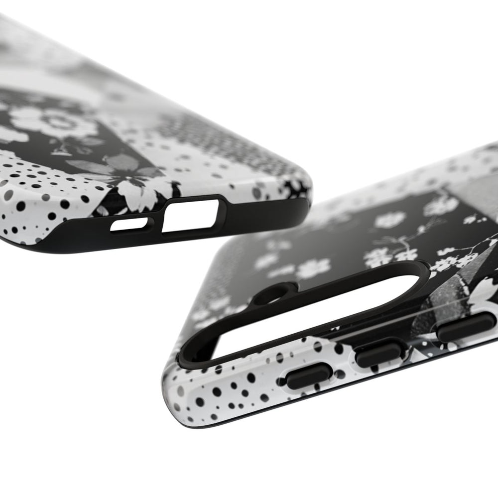 Monochrome Bloemen- en Polkadot Patchwork