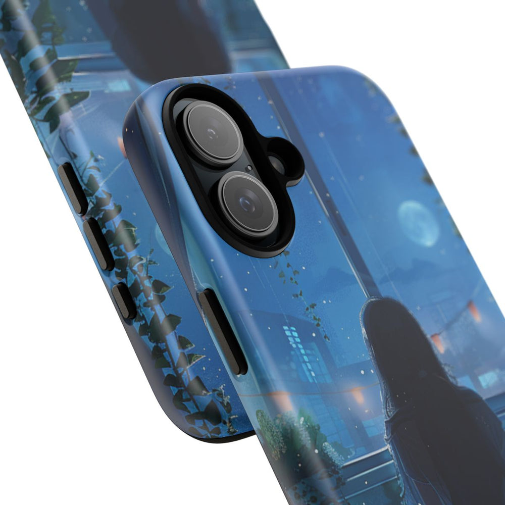 Meisje op Bed bij Nacht met Maanlicht