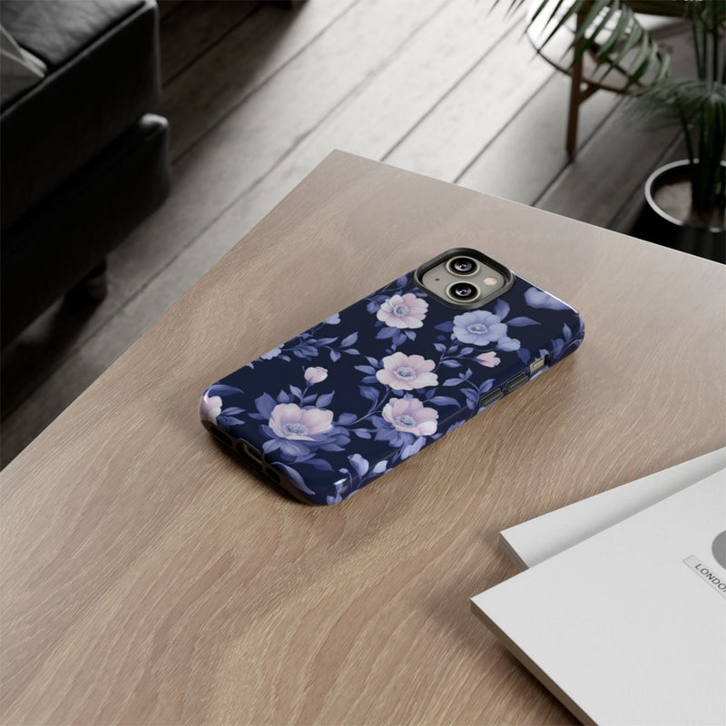 Elegant Blauw-Roze Bloemenpatroon