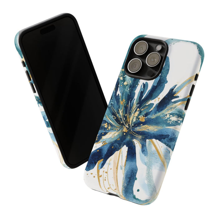 Abstract Blauw Bloemen Waterverf Design