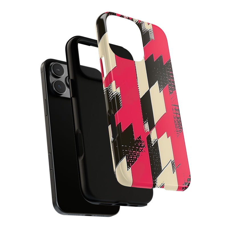 Roze en Zwart Pied-de-Poule Patroon