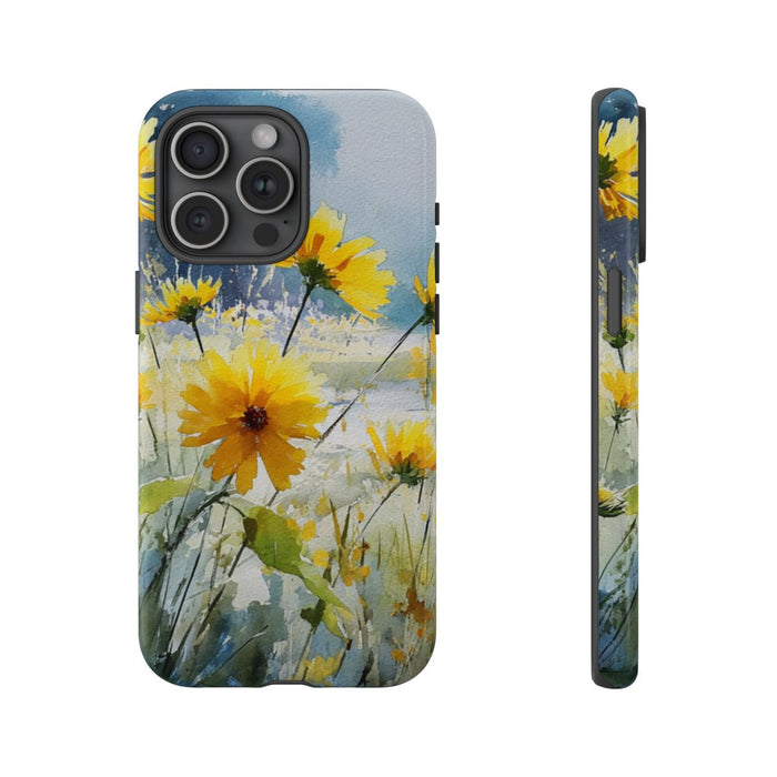 Gele Zonnebloemen in Pastelkleurig Landschap