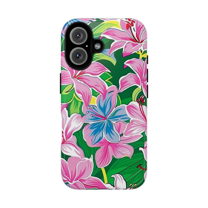 Roze en Blauwe Bloemenprint