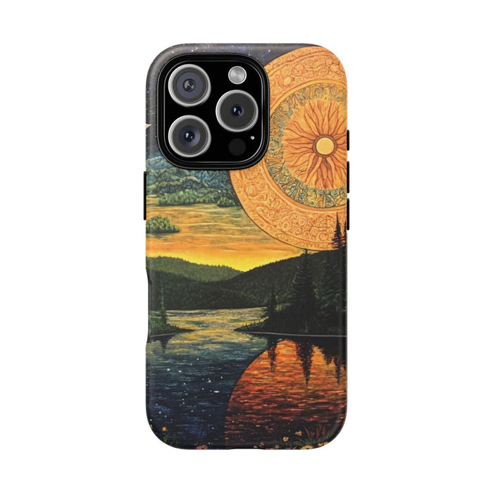 Zonsopgang en Maanlandschap Illustratie