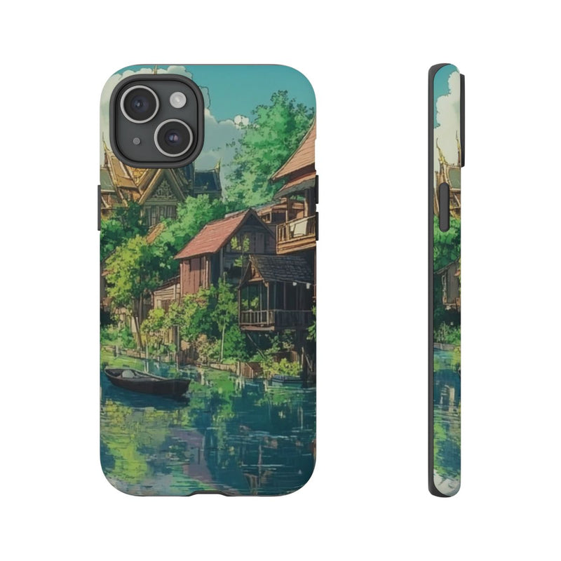 Kanaal met Traditionele Huizen en Boten