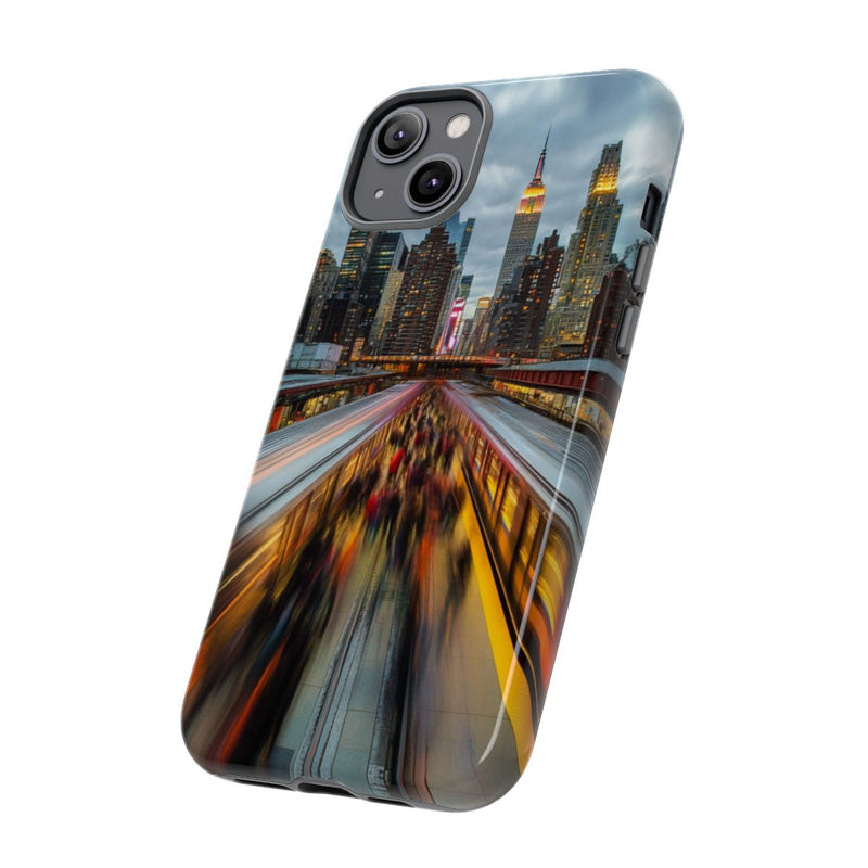 Stedelijke Skyline met Bewegende Metro