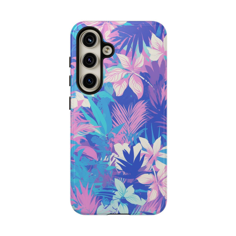 Tropisch Bloemenpatroon in Paars en Cyaan