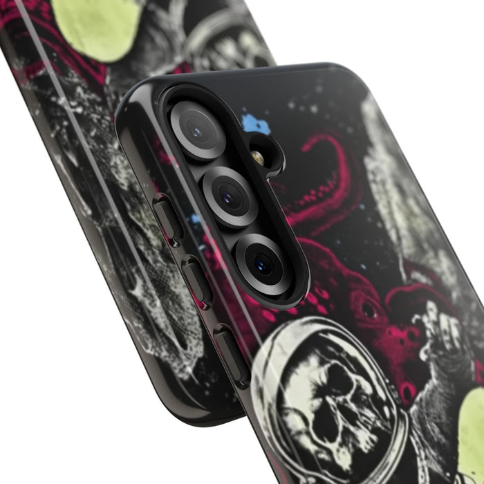 Schedel-Astronaut met Skateboard en Octopus
