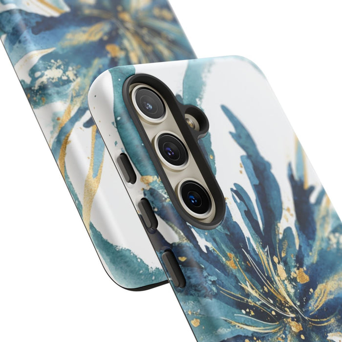Abstracte Blauwe Bloemen Waterverf Ontwerp