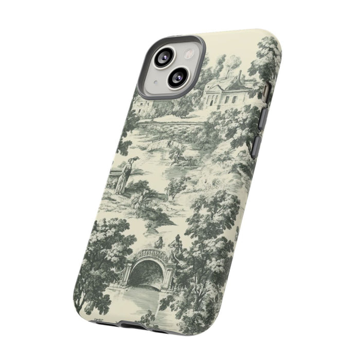 Landelijk Toile-Patroon met Bomen en Figuren