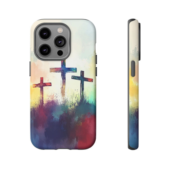 Drie Kruisen in Abstracte Waterverf