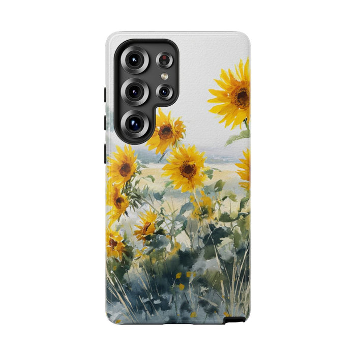 Gele Zonnebloemen in Pastelkleurig Landschap
