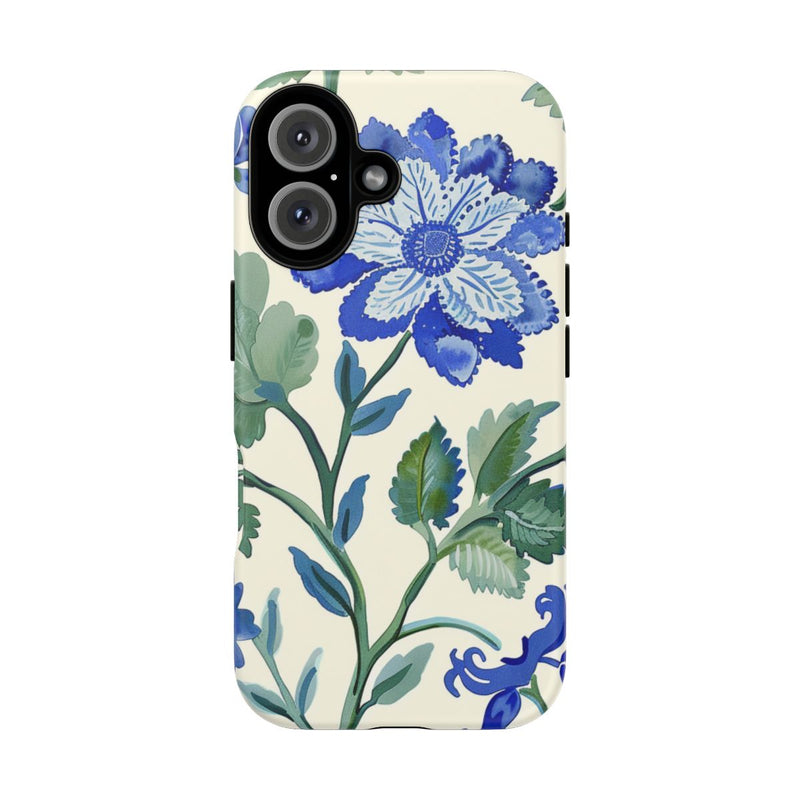 Blauw Waterverf Bloemenpatroon