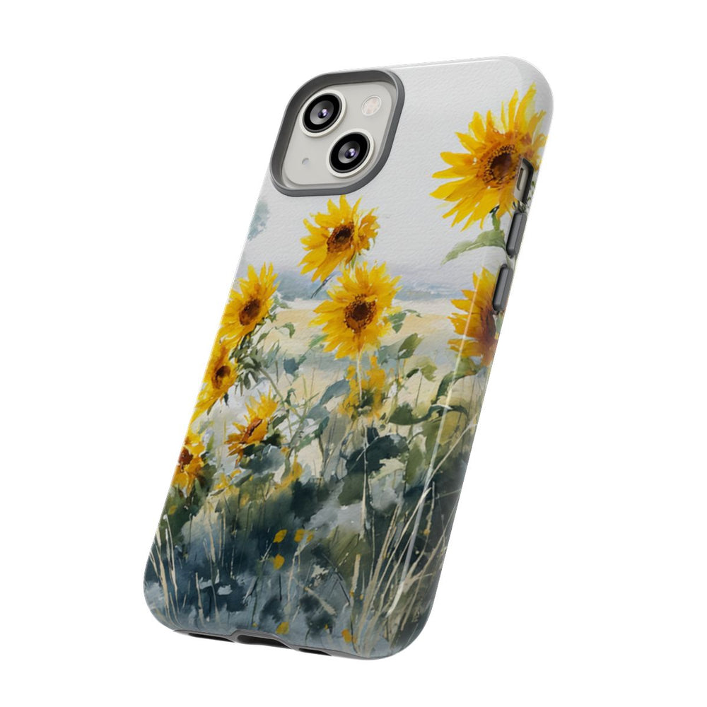 Gele Zonnebloemen in Pastelkleurig Landschap