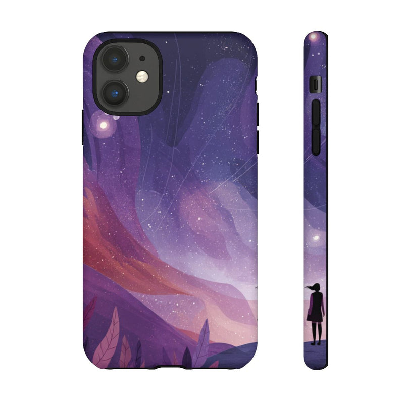 Silhouet van Sterrenkijker op Buitenaards Landschap