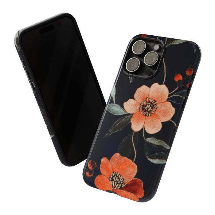 Oranje Geborduurd Bloemenpatroon