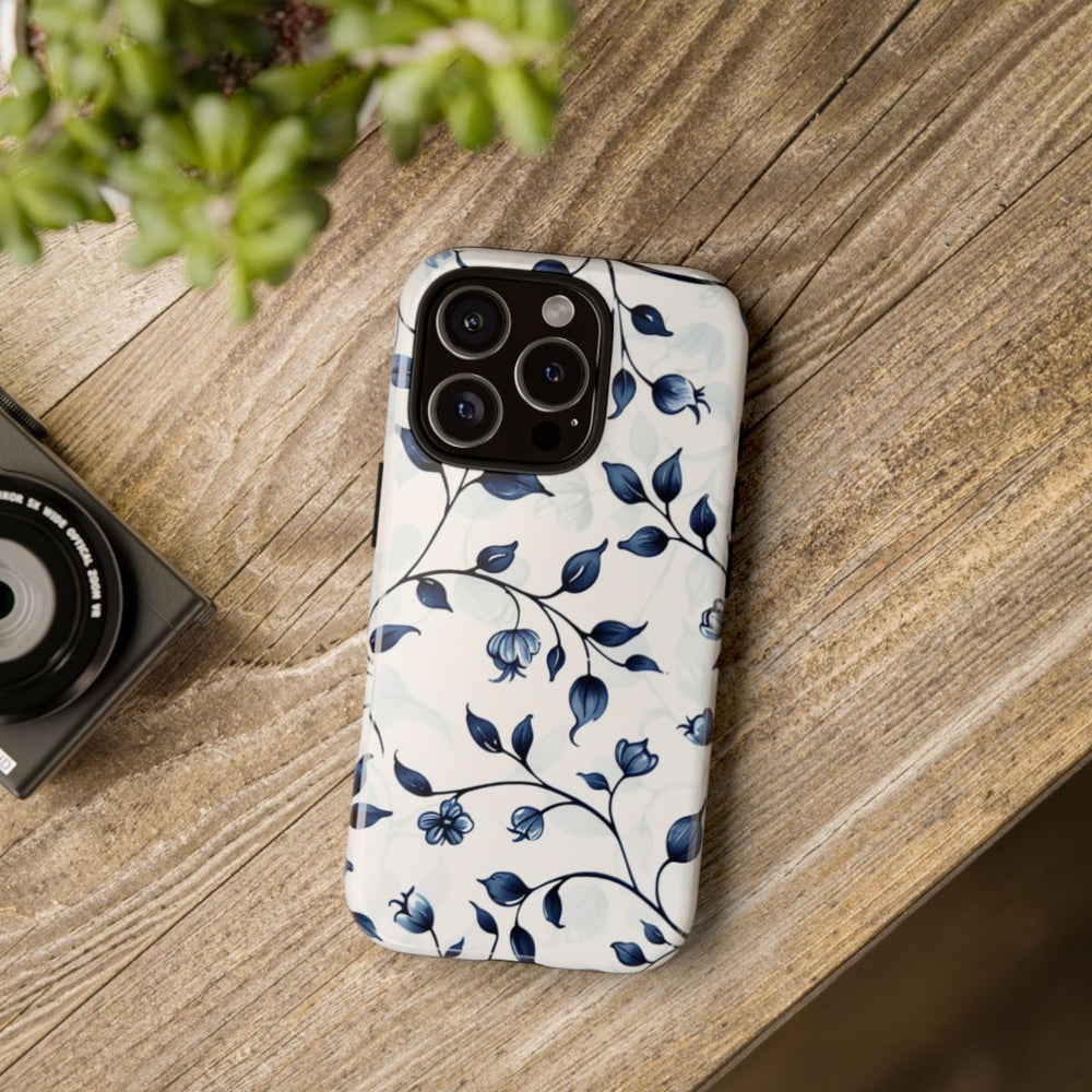 Blauw Bloemenrankenpatroon
