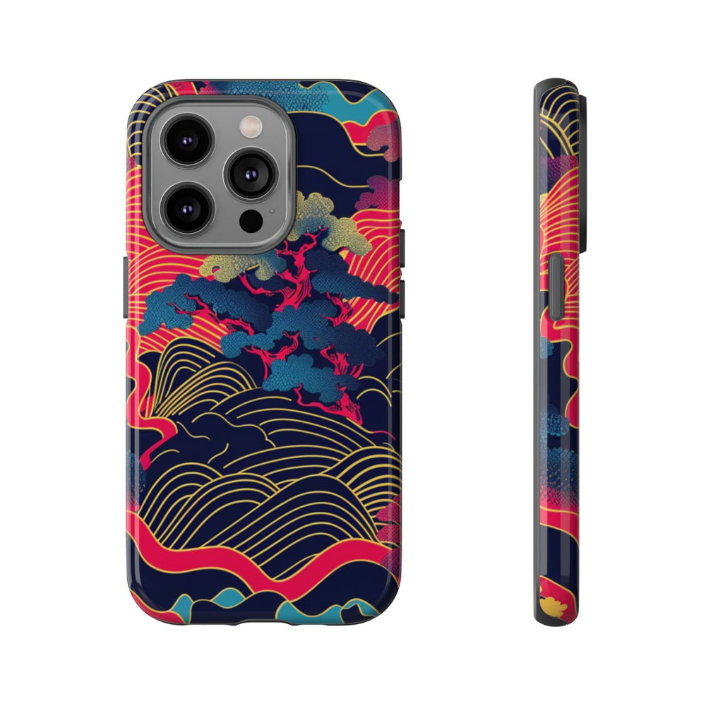 Neon Japanse Landschapspatroon