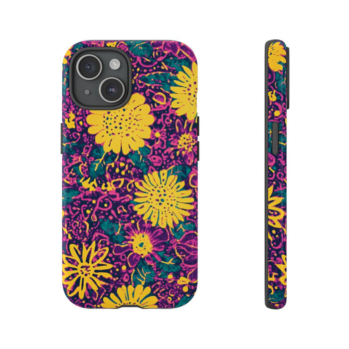 Gele en Paarse Bloemenprint