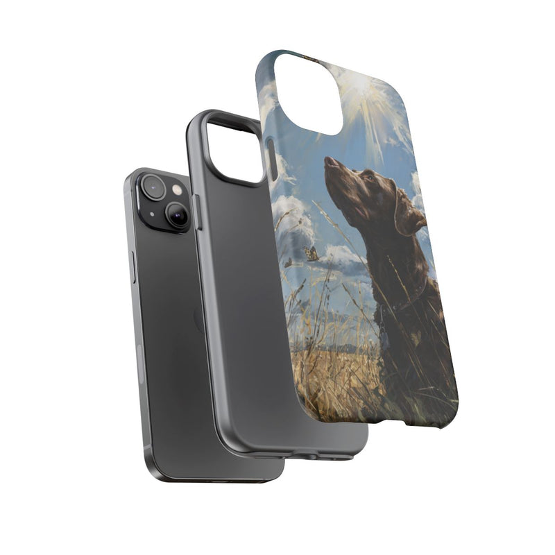 Chocoladekleurige Labrador met Vlinders in Veld