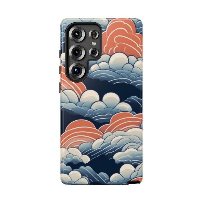 Gestileerd Wolkenpatroon in Blauw en Oranje
