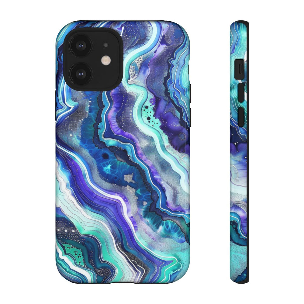 Blauw en Turquoise Geode Wervelpatroon