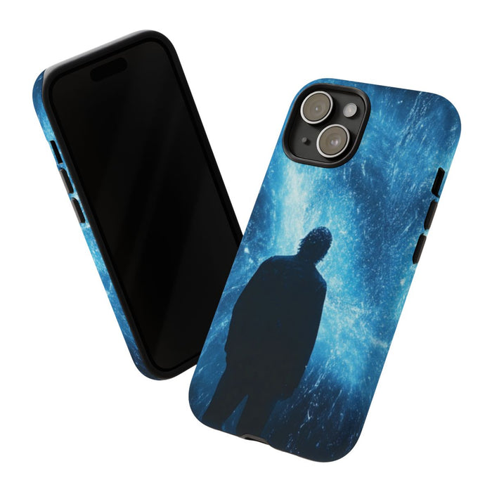 Silhouet met Blauwe Lichtflits