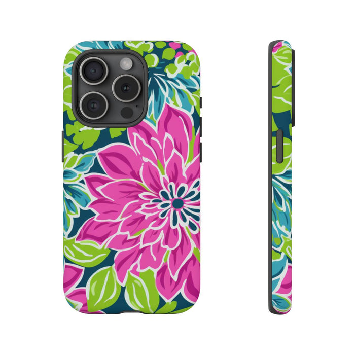 Vrolijk Bloemenpatroon met Roze en Blauwe Bloemen