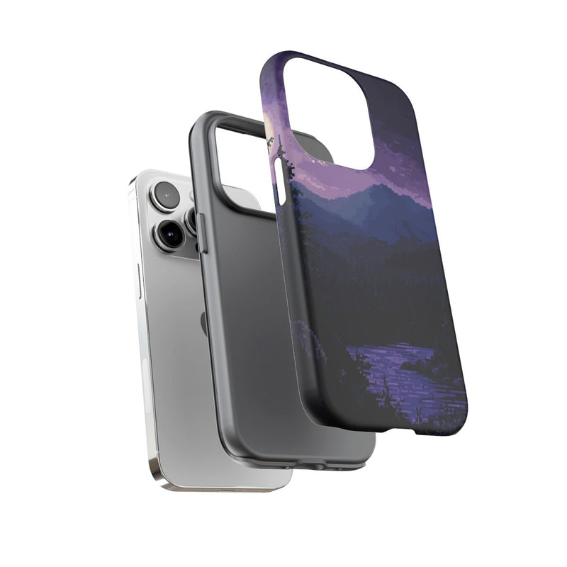 Pixel Art Nachtlandschap van het Noordwesten