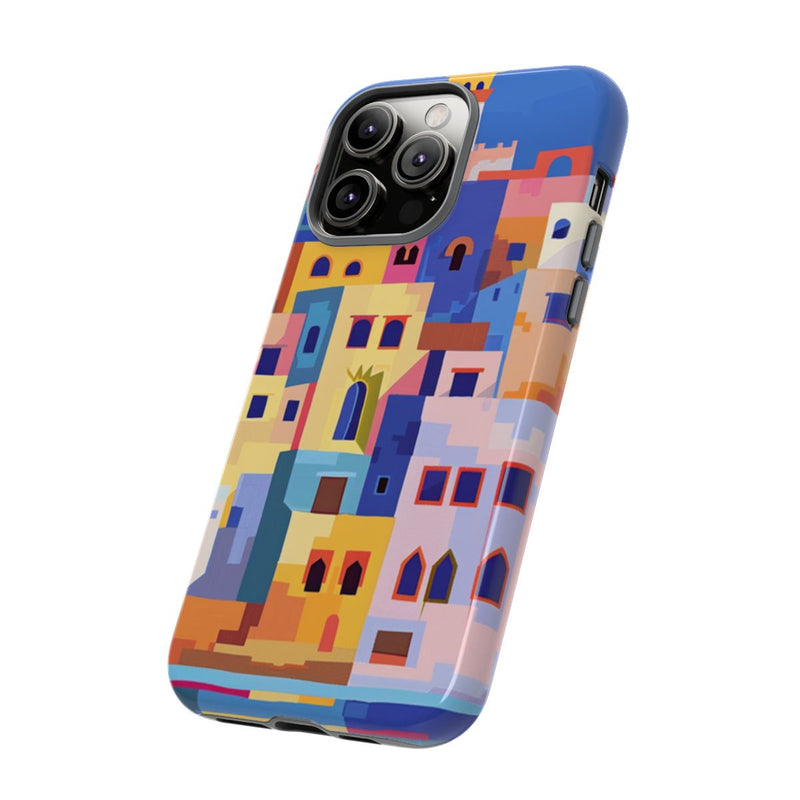 Kleurrijke Illustratie van een Kuststad