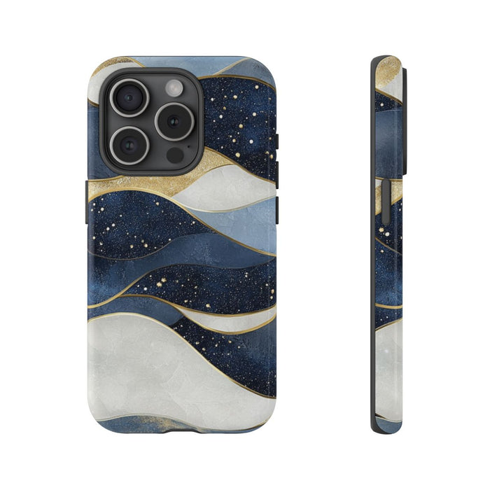 Abstract Blauw-Goud Golvenpatroon