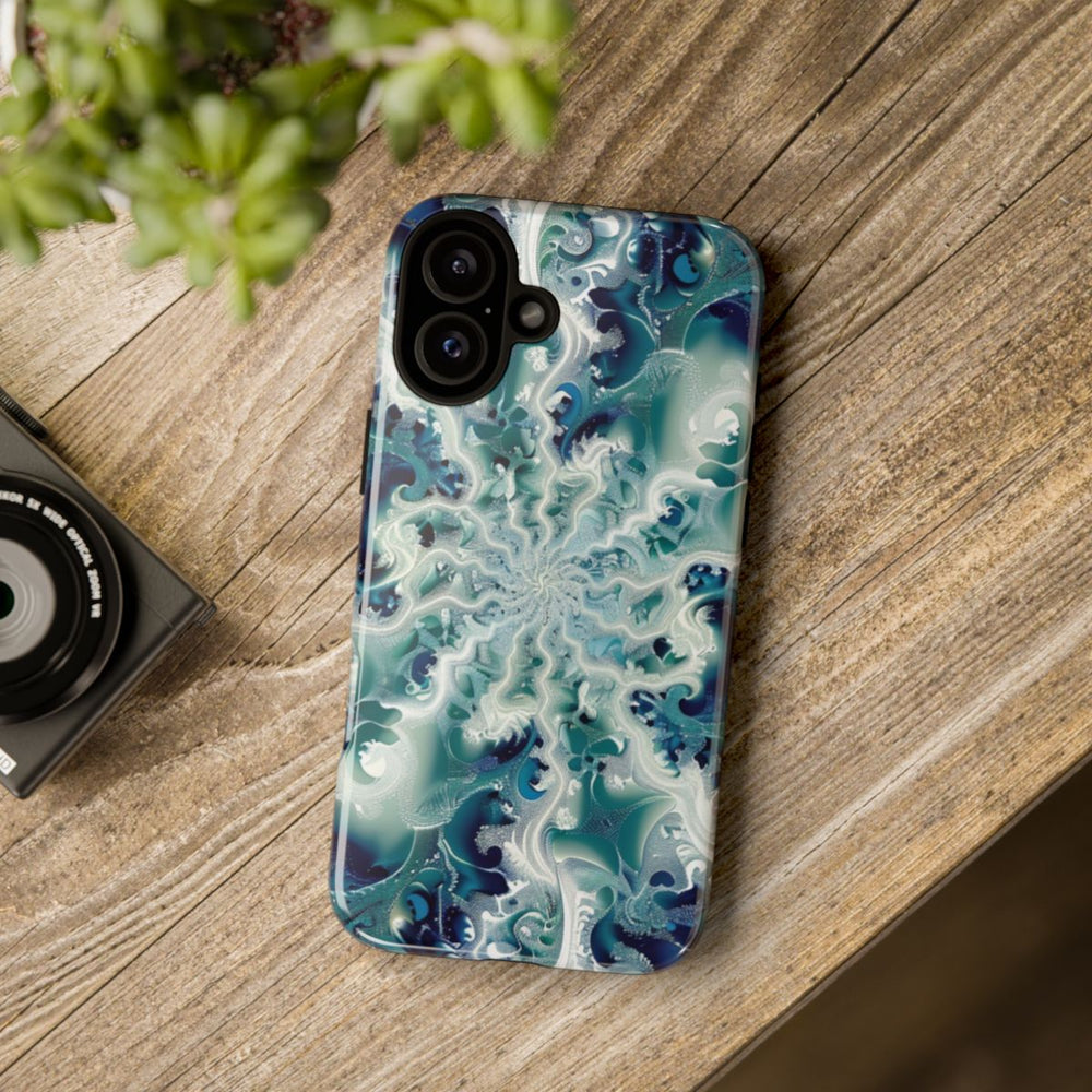 Blauw-Groene Fractalwerveling met Glans