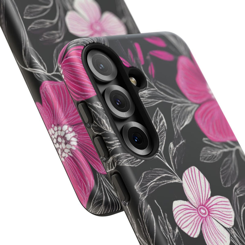 Roze en Witte Bloemenprint