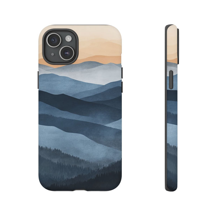 Gelaagd Berglandschap in Blauwe en Beige Tinten