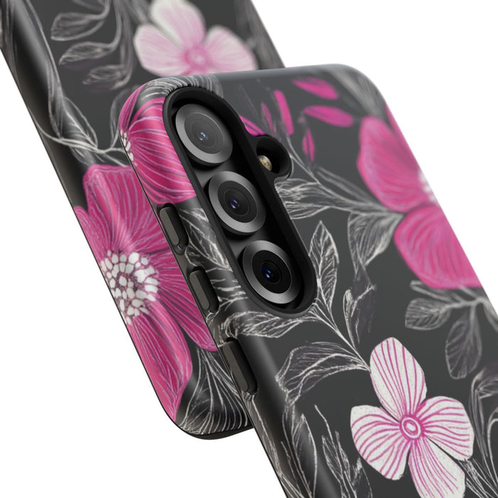 Roze en Witte Bloemenprint