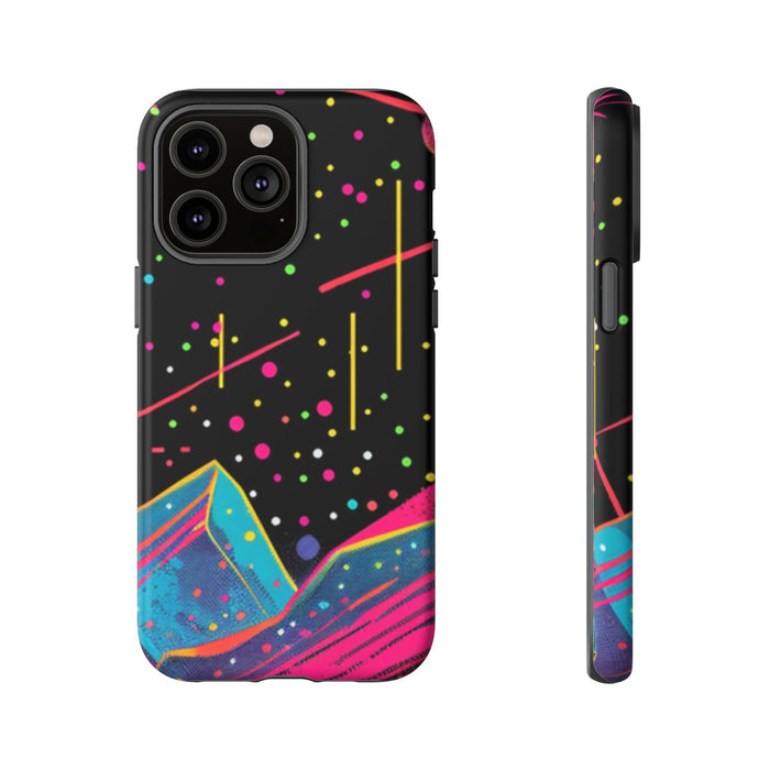 Neon Kosmisch Landschap met Planeten en Zon