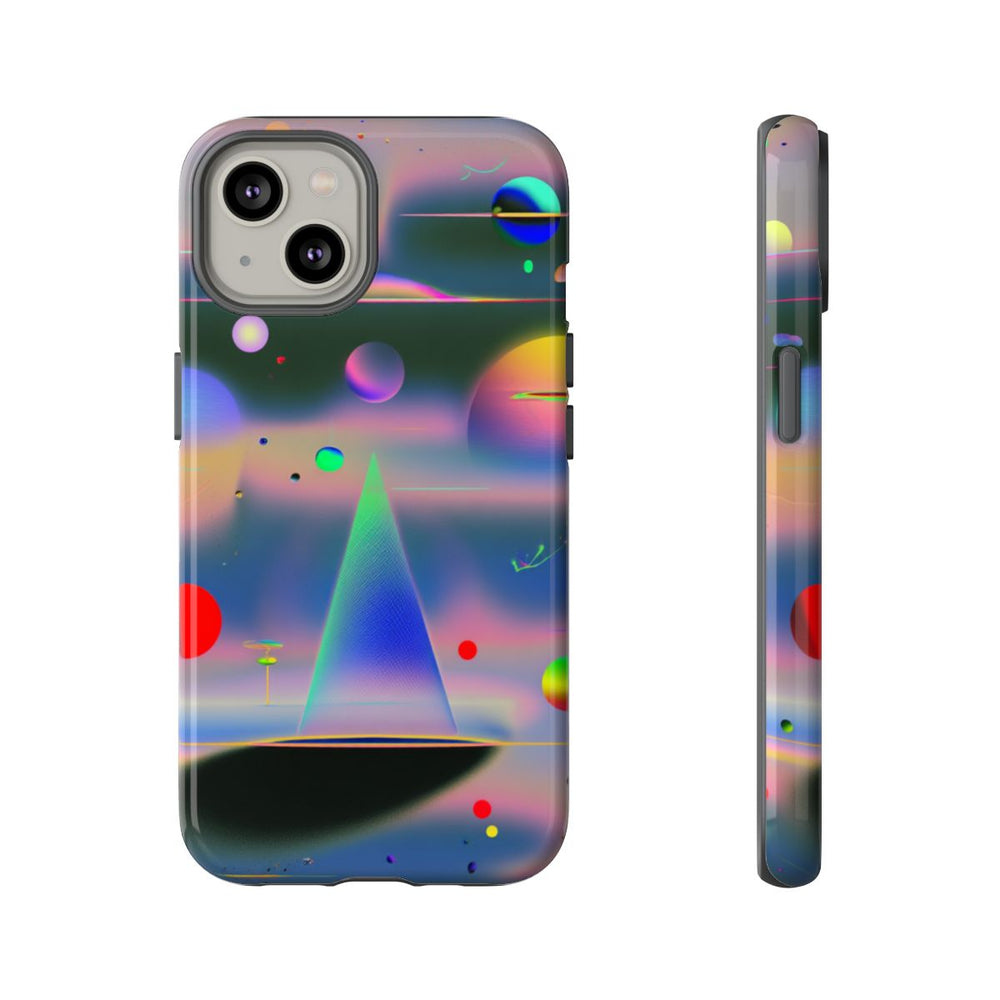 Kleurrijke Geometrische Bollen en Piramide Abstract