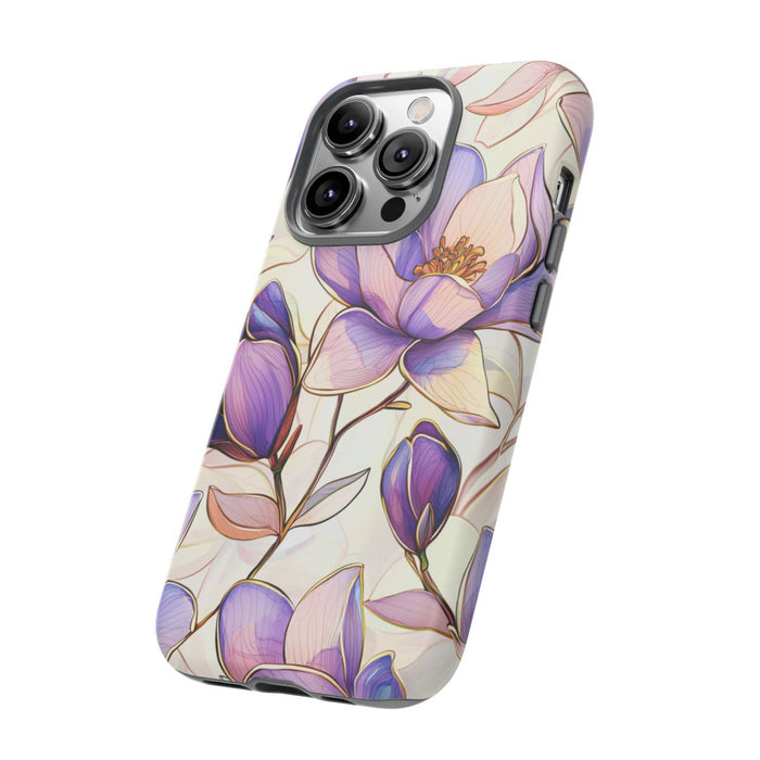 Paarse Magnolia’s in Glas-in-loodpatroon