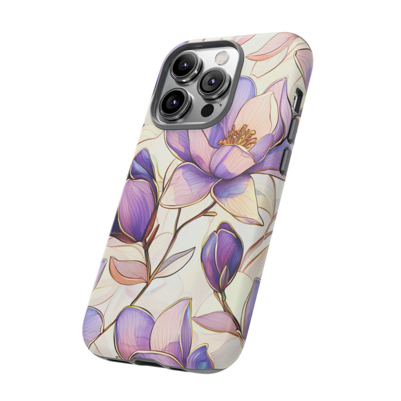 Paarse Magnolia’s in Glas-in-loodpatroon