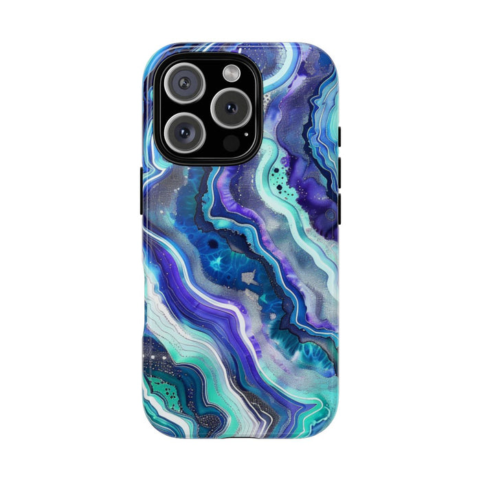 Blauw en Turquoise Geode Wervelpatroon