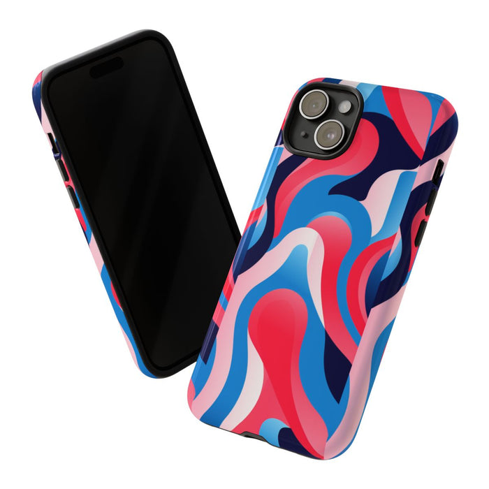 Blauw-Rood Abstract Golvend Patroon