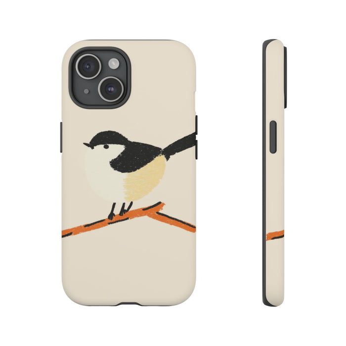 Minimalistische Vogelillustratie op Tak