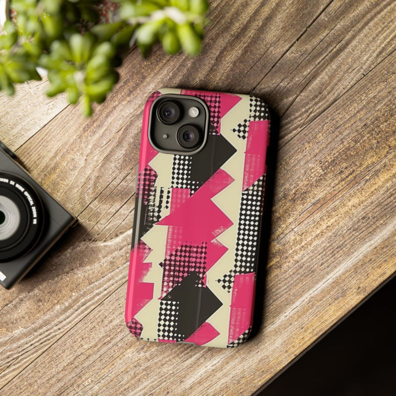 Roze en Zwart Abstract Geometrisch Patroon